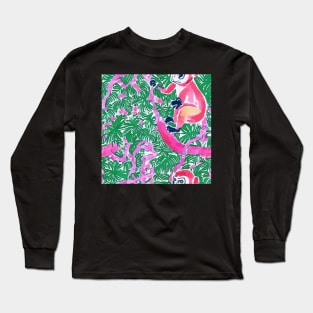 Climbing monkeys seamless pattern Long Sleeve T-Shirt